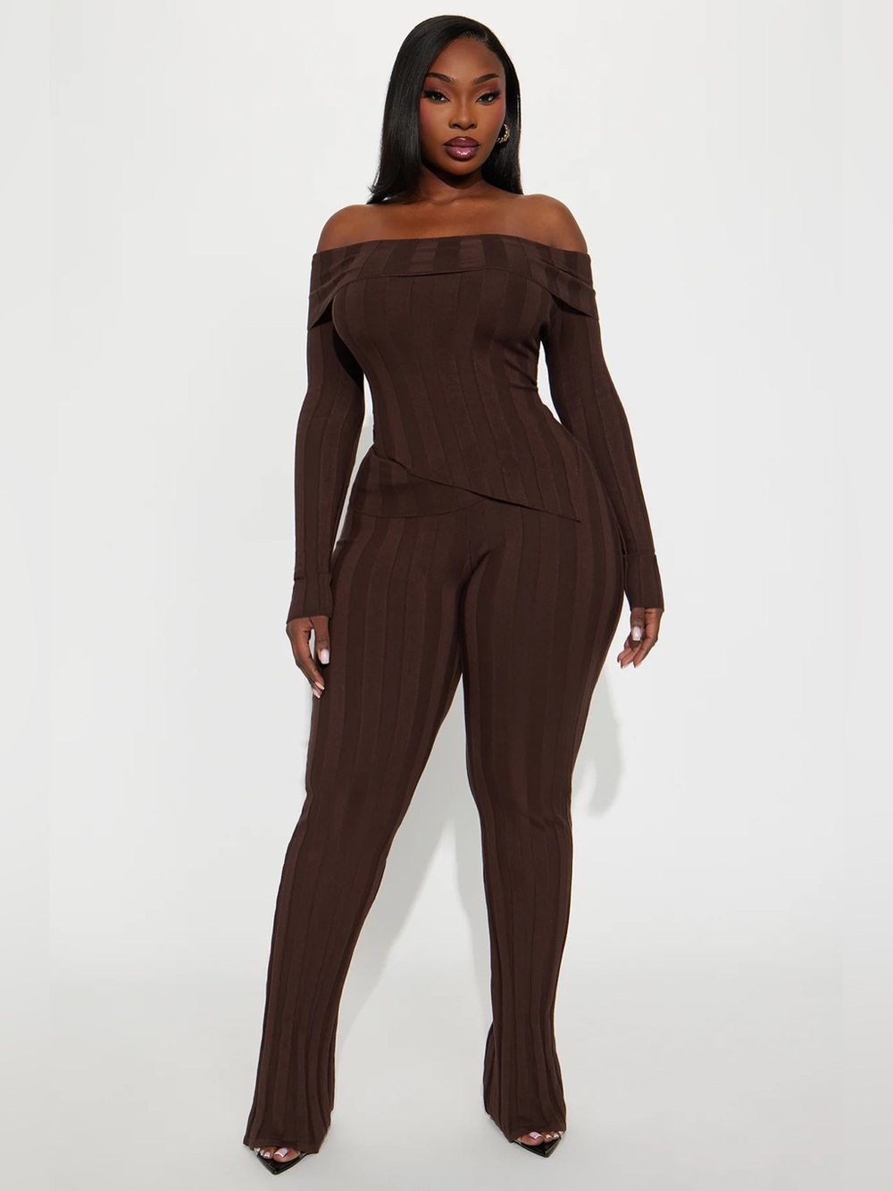 Off-Shoulder Sweater Pant Set